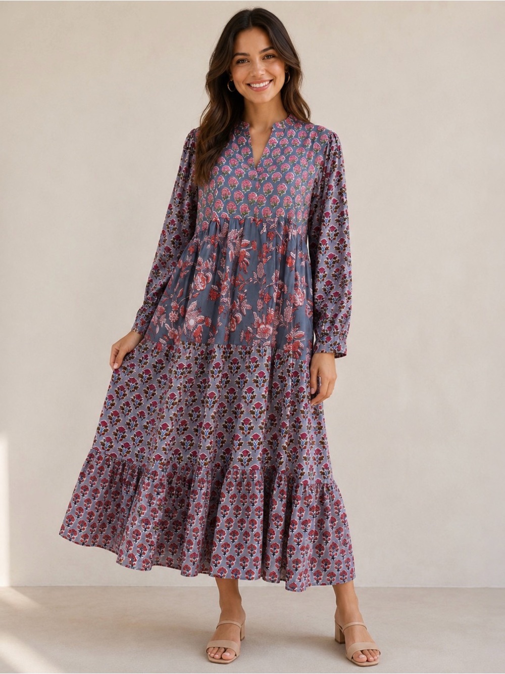 Hand Block Printed Cotton Dress L